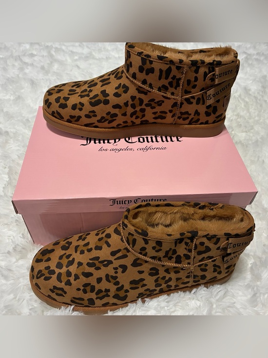 Juicy Couture Shoes - Juicy Couture JC-Leopard 2 Print Faux-Fur Lined Ankle Booties in Brown and Black